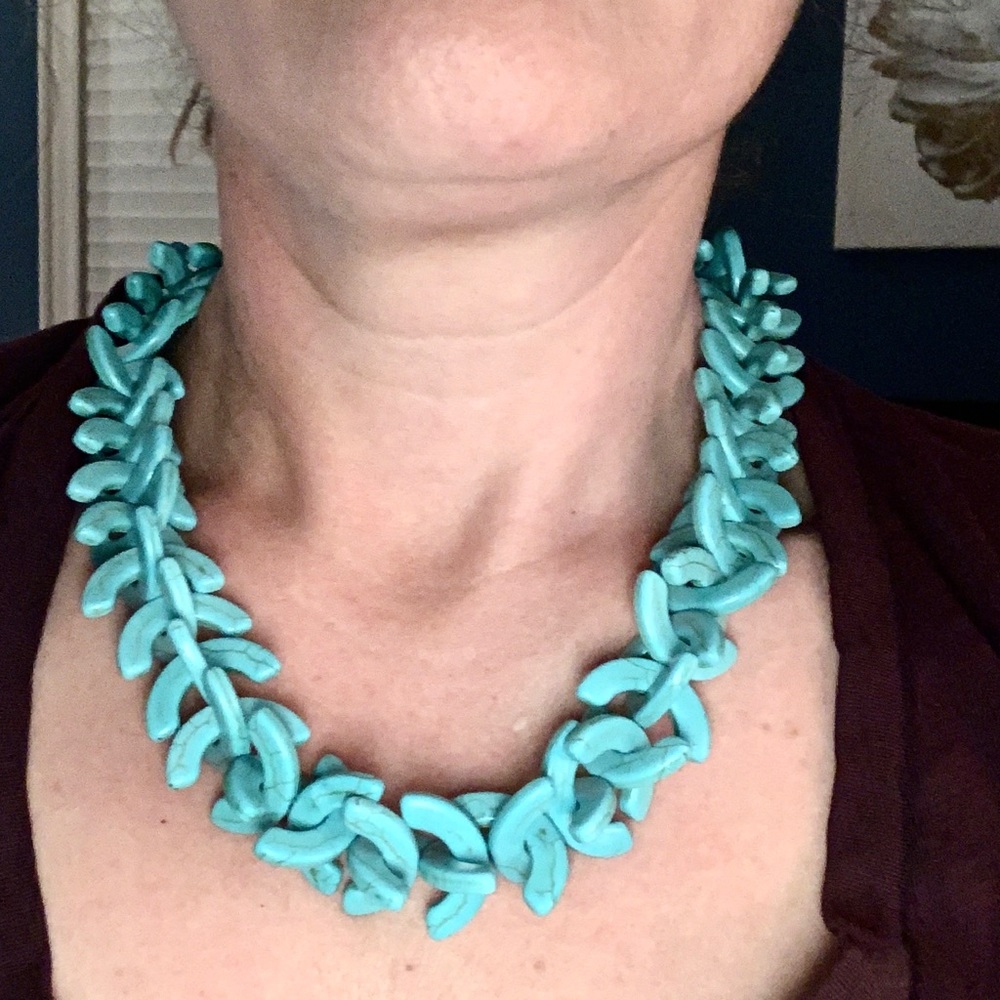 Custom Made, Chunky Turquoise Statement Necklace - image 4
